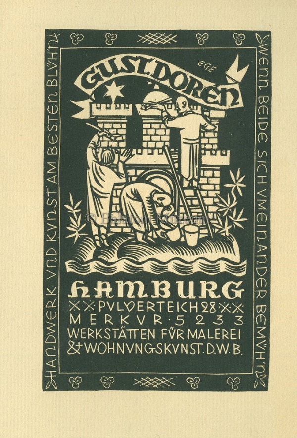 Kisgrafika Hamburg jelképével, a címerében is látható várral - Balatoni Múzeum, CC BY-NC-ND