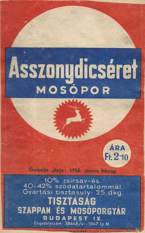 Asszonydicséret mosópor, árucímke - MKVM, CC BY-NC-ND
