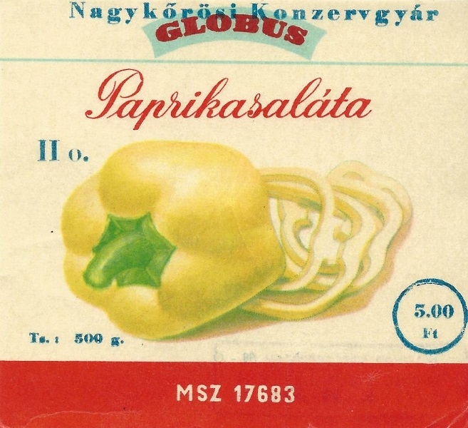 Paprikasaláta árucímke, Globus termék - Magyar Kereskedelmi és Vendéglátóipari Múzeum, CC BY-NC-ND
