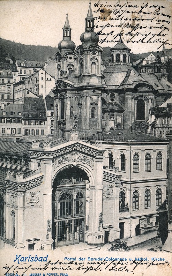 A Sprudel kolonnád és a Mária Magdolna templom, 1911 - Terleczky József, CC BY-NC-ND